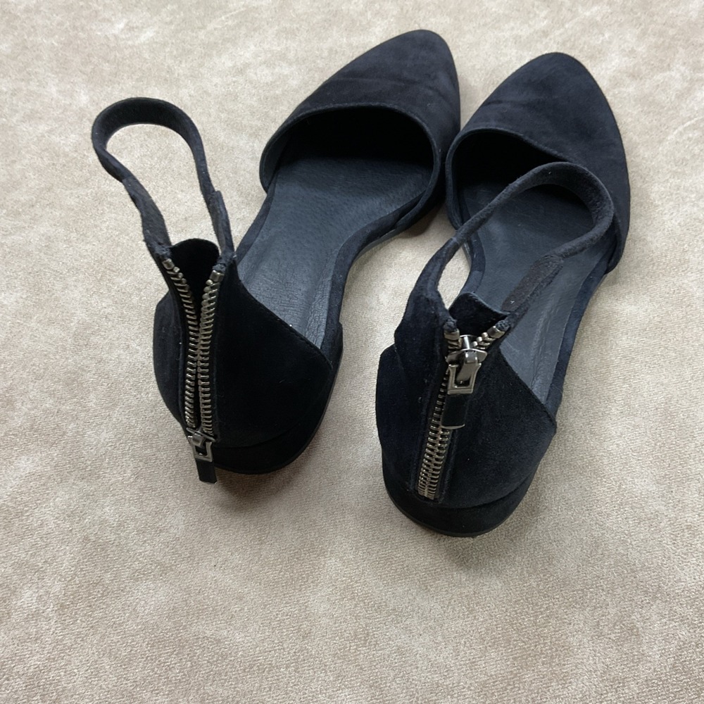 Eileen Fisher Heels 7.5 Sandals Ankle Strap Block Black Suede Vero Cuoio Career - Picture 3 of 13